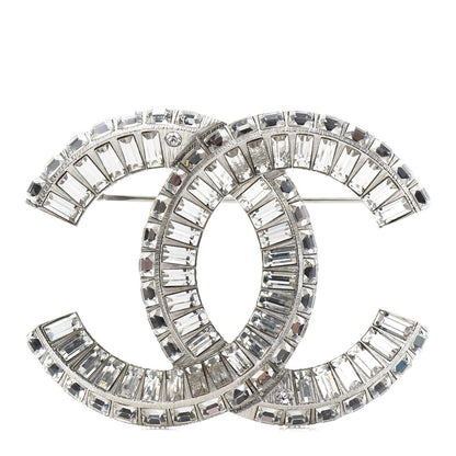 Chanel Baguette Crystal CC Brooch Silver 1 of 4