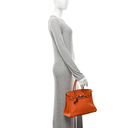 Hermes Taurillon Clemence Birkin 30 Orange 2 of 10