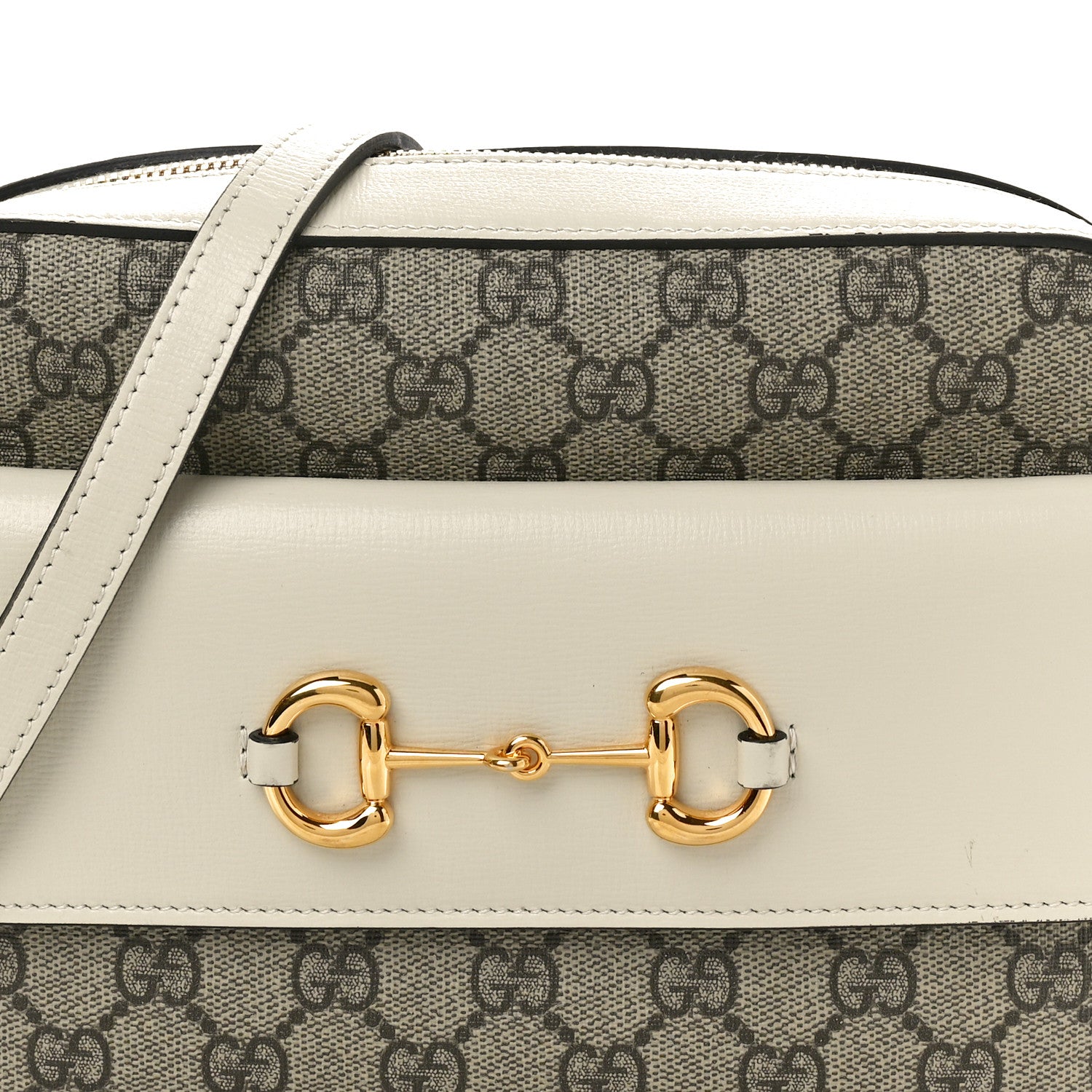 Gucci GG Supreme Monogram Small Horsebit 1955 Shoulder Bag Beige Mystic White 8 of 11