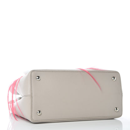 Fendi Vitello Dolce Fox Goat Bi-Color Sad Eyes Mirror Charm Petite 2Jours Tote Grigio Polvere Black 4 of 10