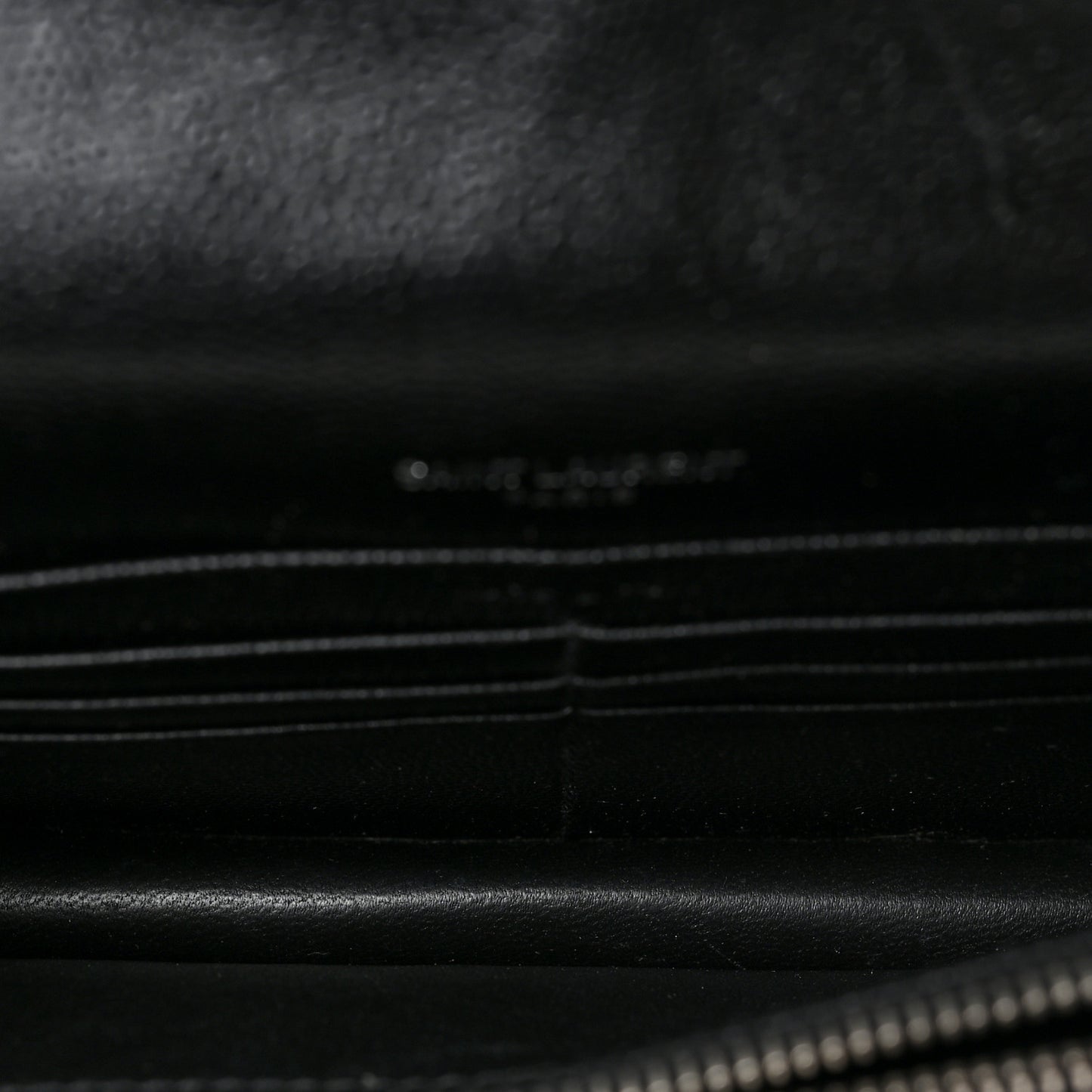 Grain De Poudre Matelasse Chevron Monogram Envelope Chain Wallet Black