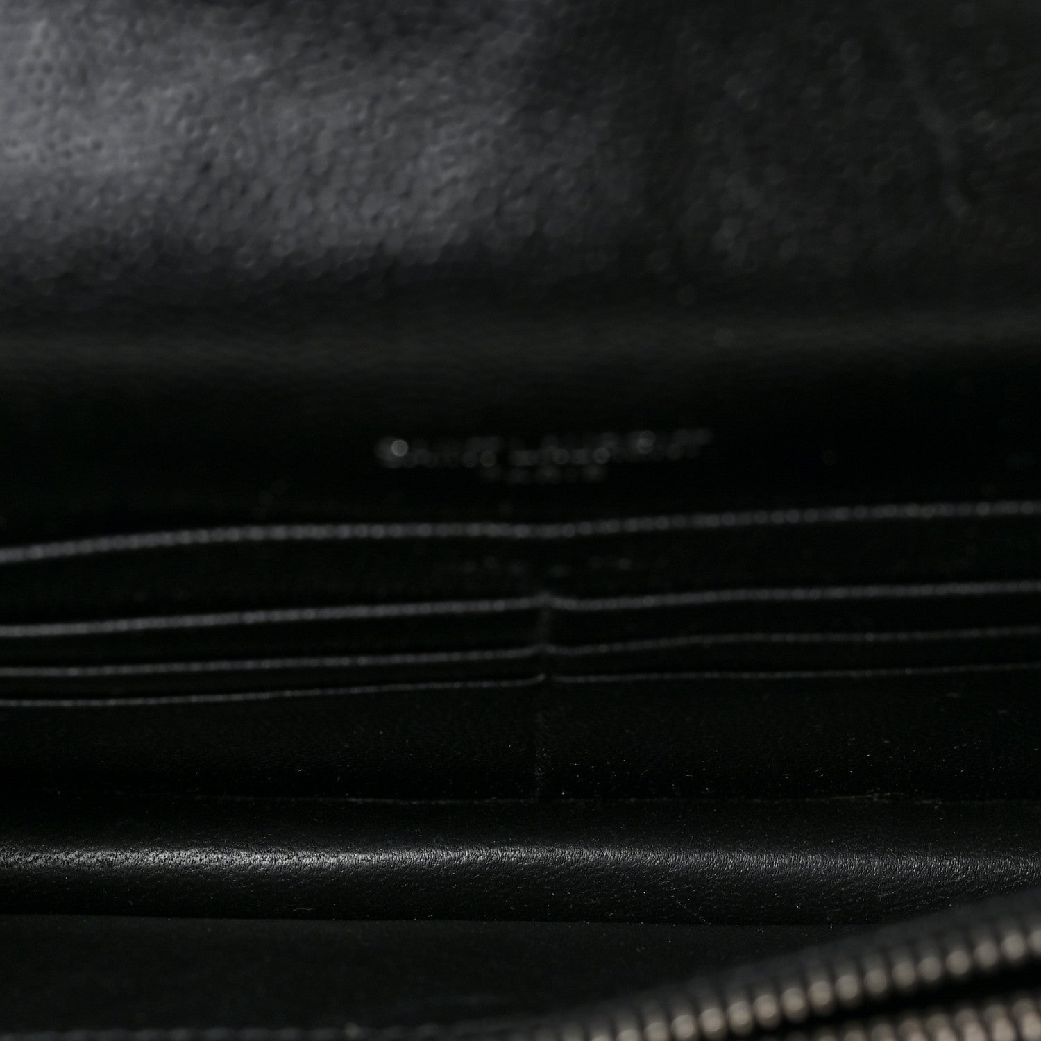 Saint Laurent Grain De Poudre Matelasse Chevron Monogram Envelope Chain Wallet Black 4 of 7