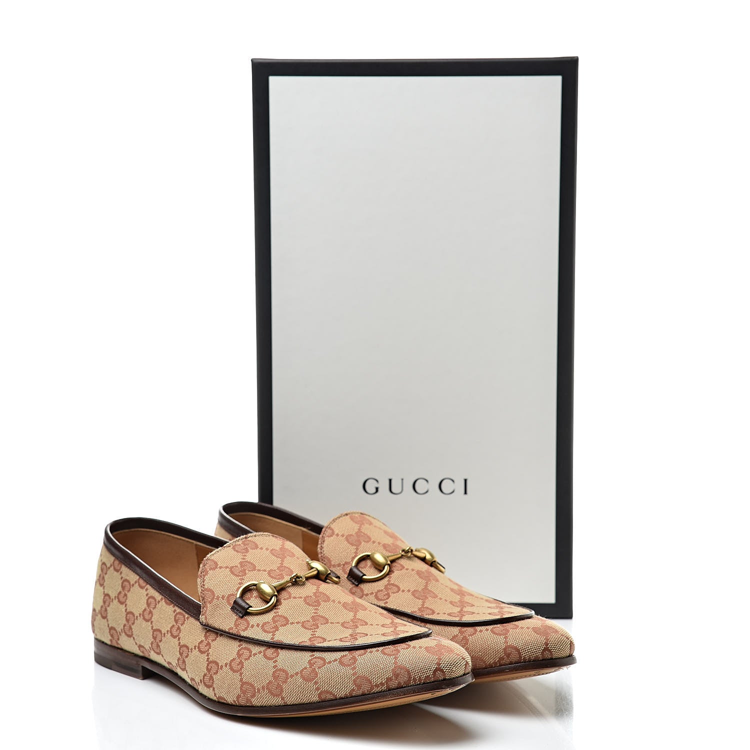Gucci Canvas GG Monogram Horsebit Mens Jordaan Loafers 9.5 Beige Ruggine Light Brown 8 of 8