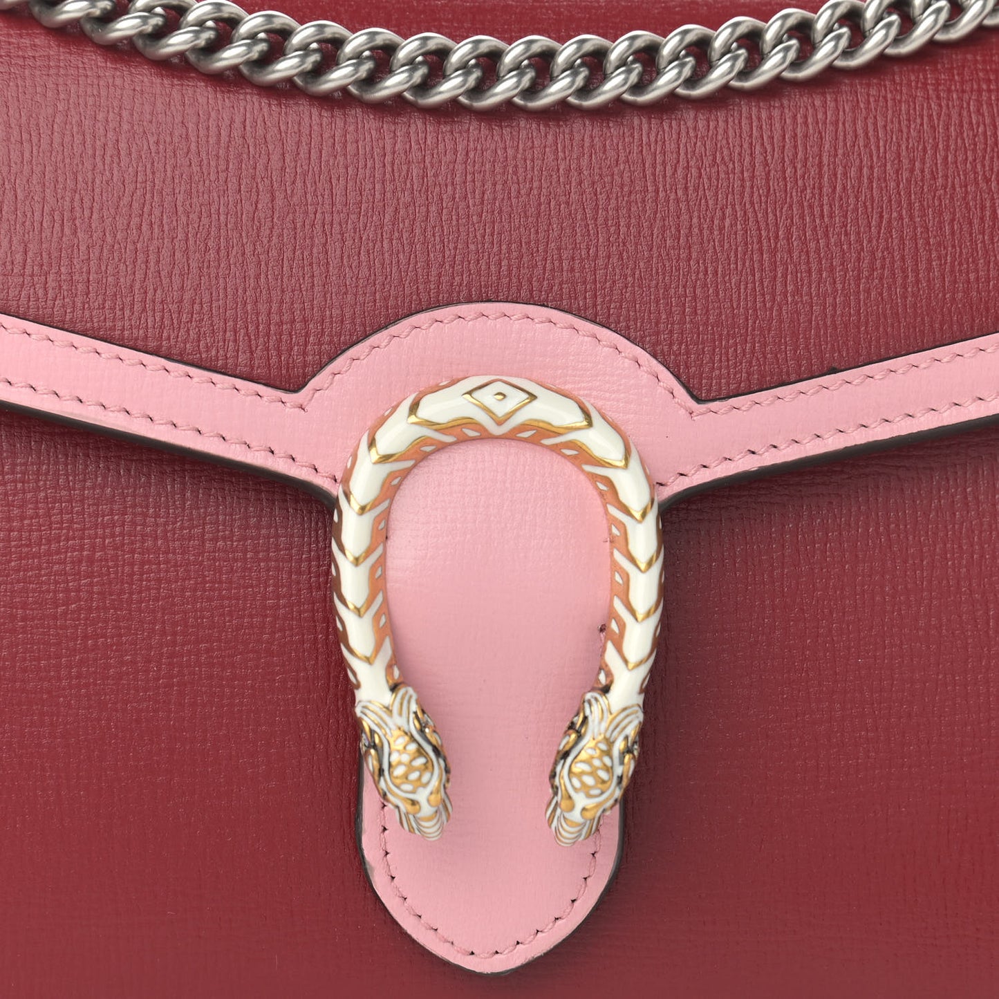 Azalea Calfskin Enamel Mini Dionysus Chain Wallet New Cherry Red Wild Rose Off White