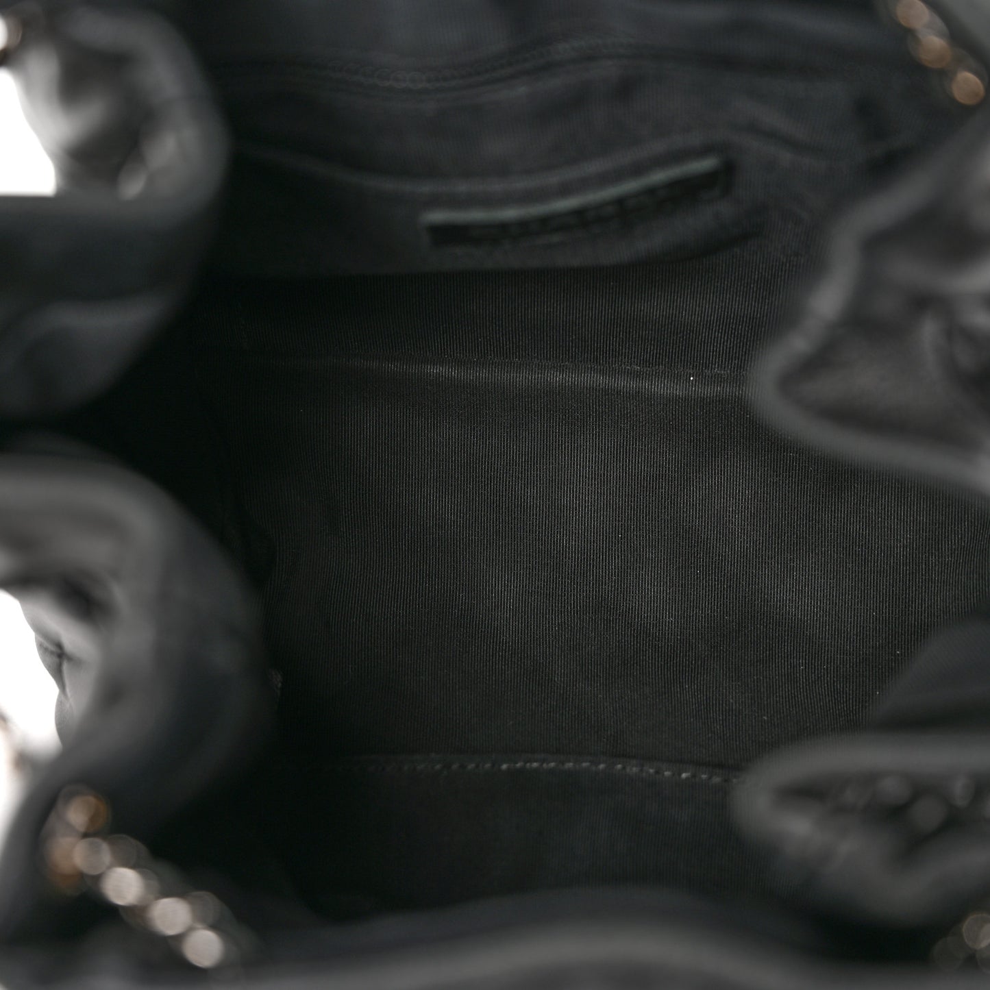 Lambskin Quilted CC Chain Bucket Bag Black Black