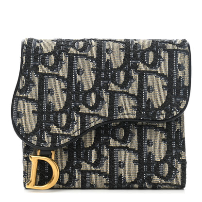 Christian Dior Oblique Saddle Lotus Wallet Blue 1 of 7
