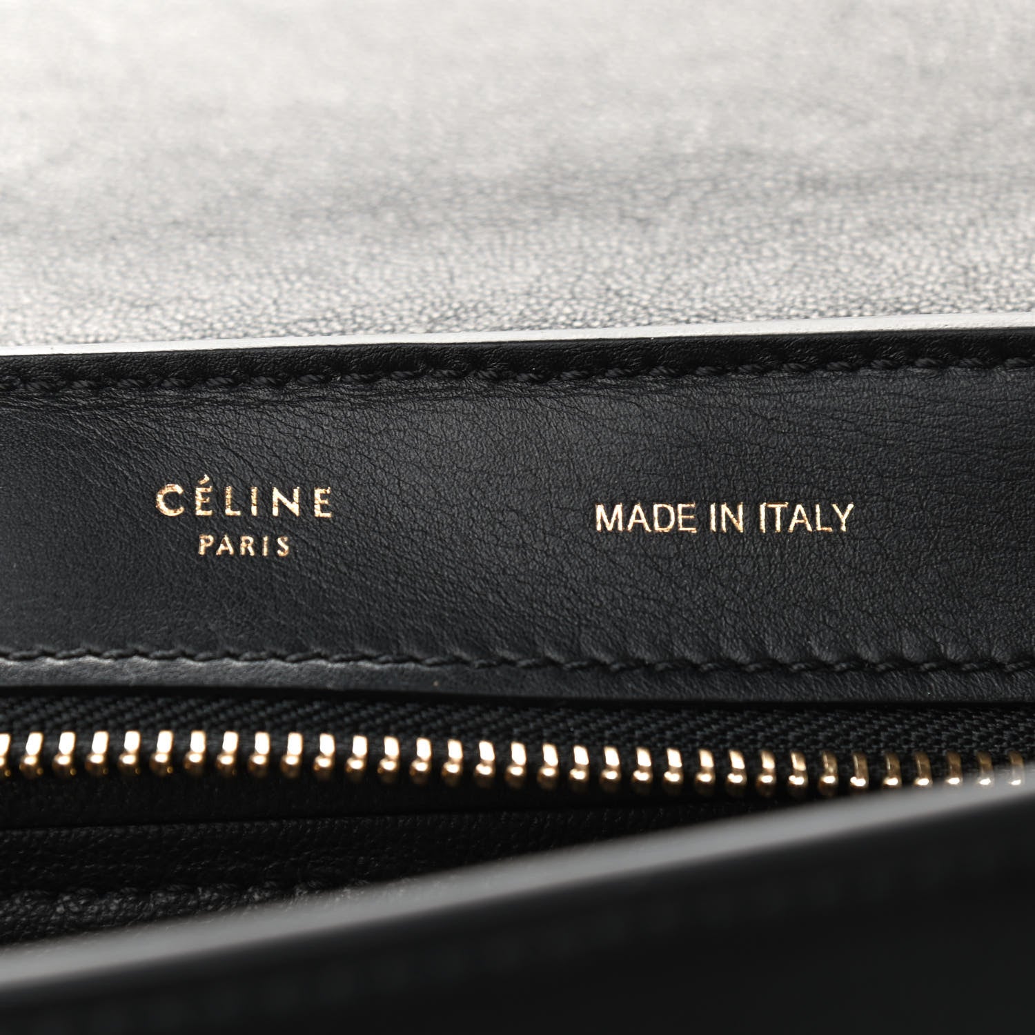 Celine Crocodile Embossed Calfskin Suede Medium Trapeze Black 8 of 10