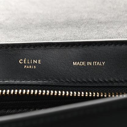 Celine Crocodile Embossed Calfskin Suede Medium Trapeze Black 8 of 10