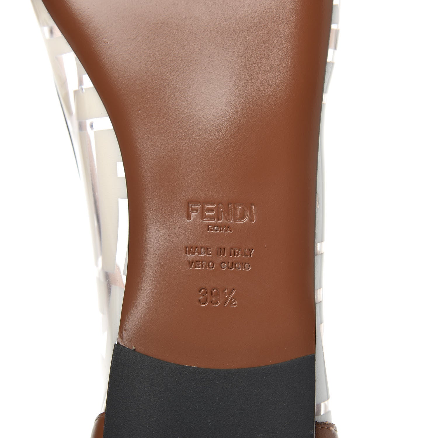 Fendi PVC Calfskin FF Colibri Ballerina Flats 39.5 White Cuoio 7 of 7