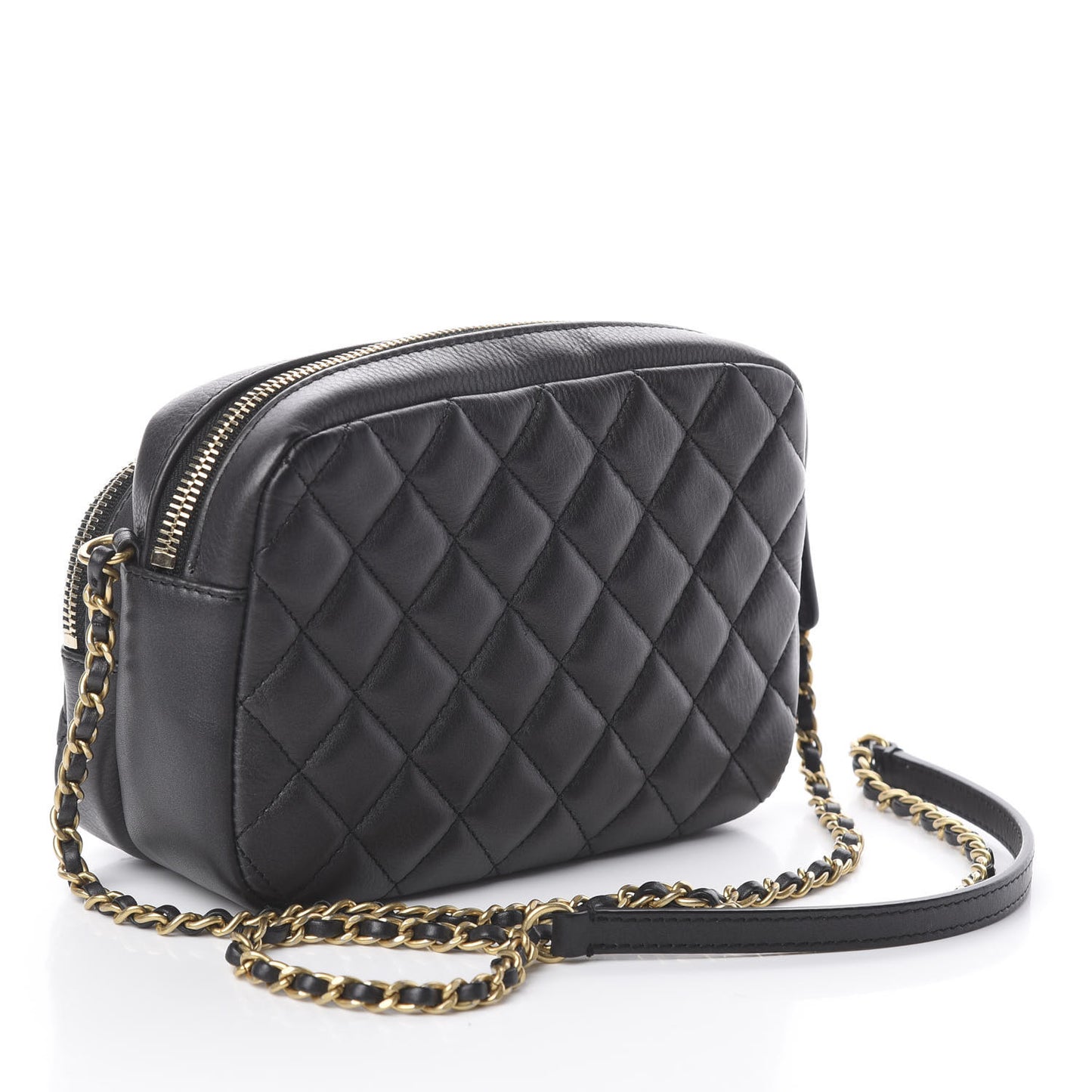 Calfskin Quilted Day Trips Camera Case Black