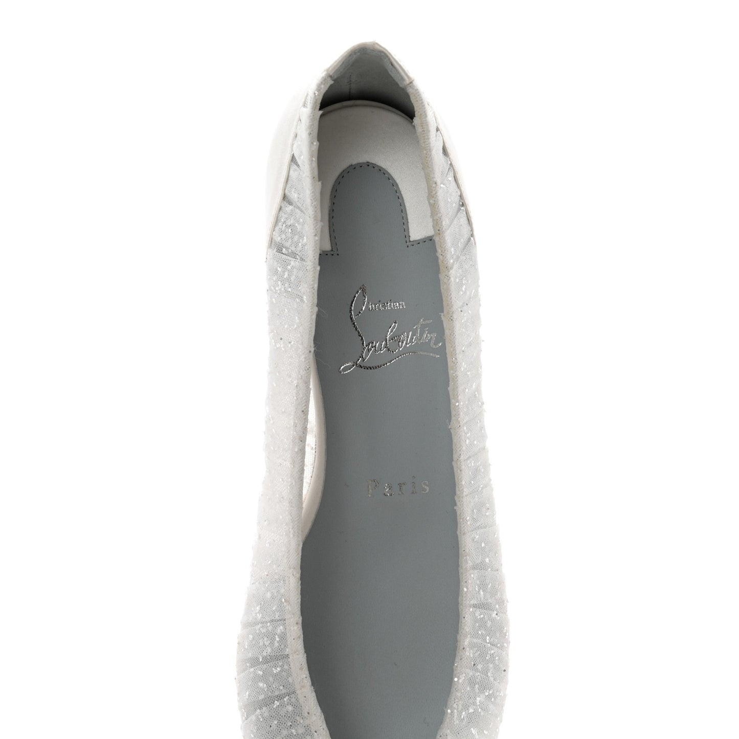 Tulle Glitter Satin Kate Draperia Flats 39.5 White