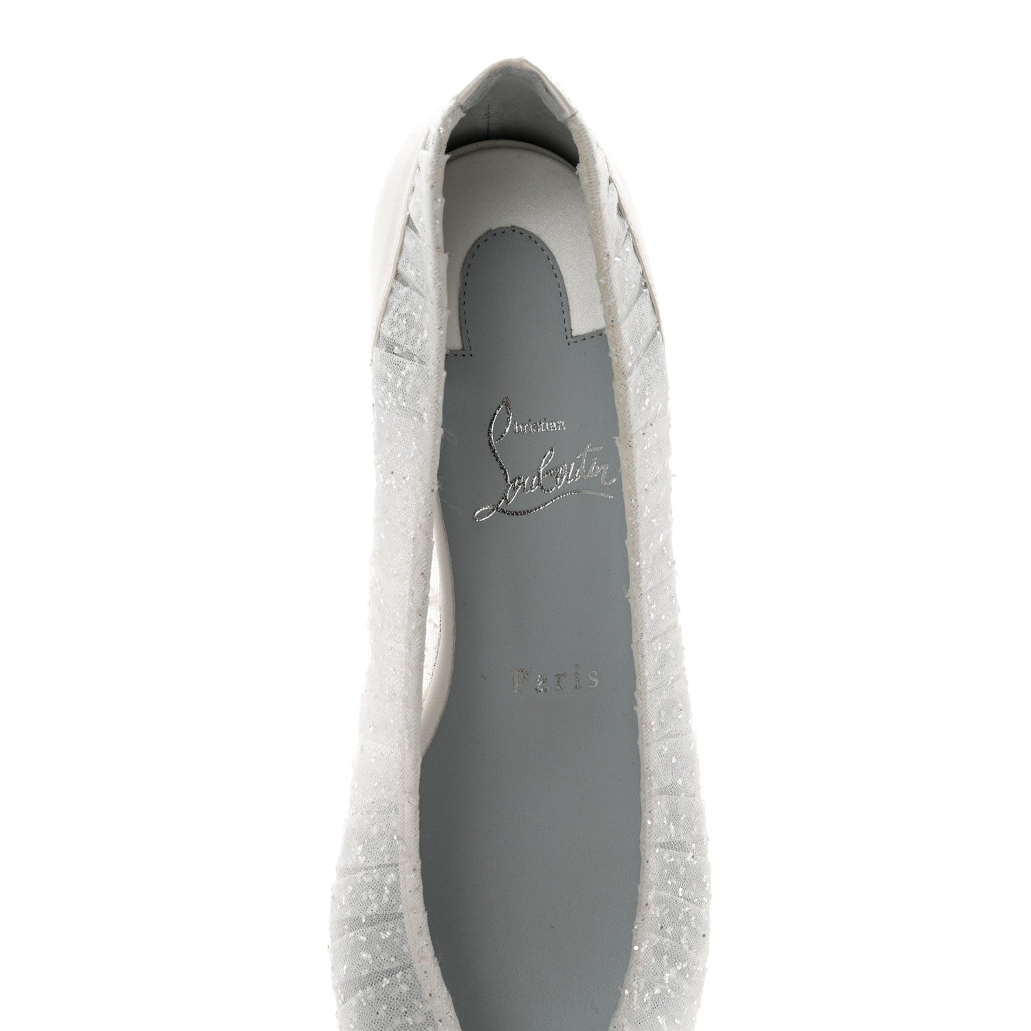 Christian Louboutin Tulle Glitter Satin Kate Draperia Flats 39.5 White 6 of 9