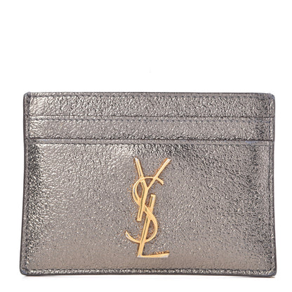 Saint Laurent Grained Metallic Calfskin Monogram Credit Card Case Bronze 1 of 7