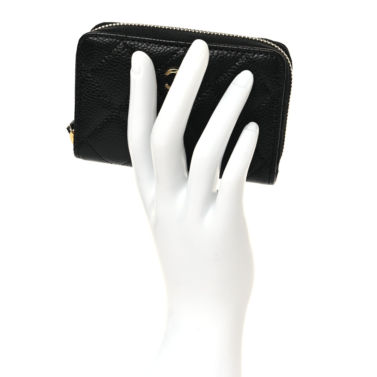 Caviar Quilted Zip Coin Purse Black