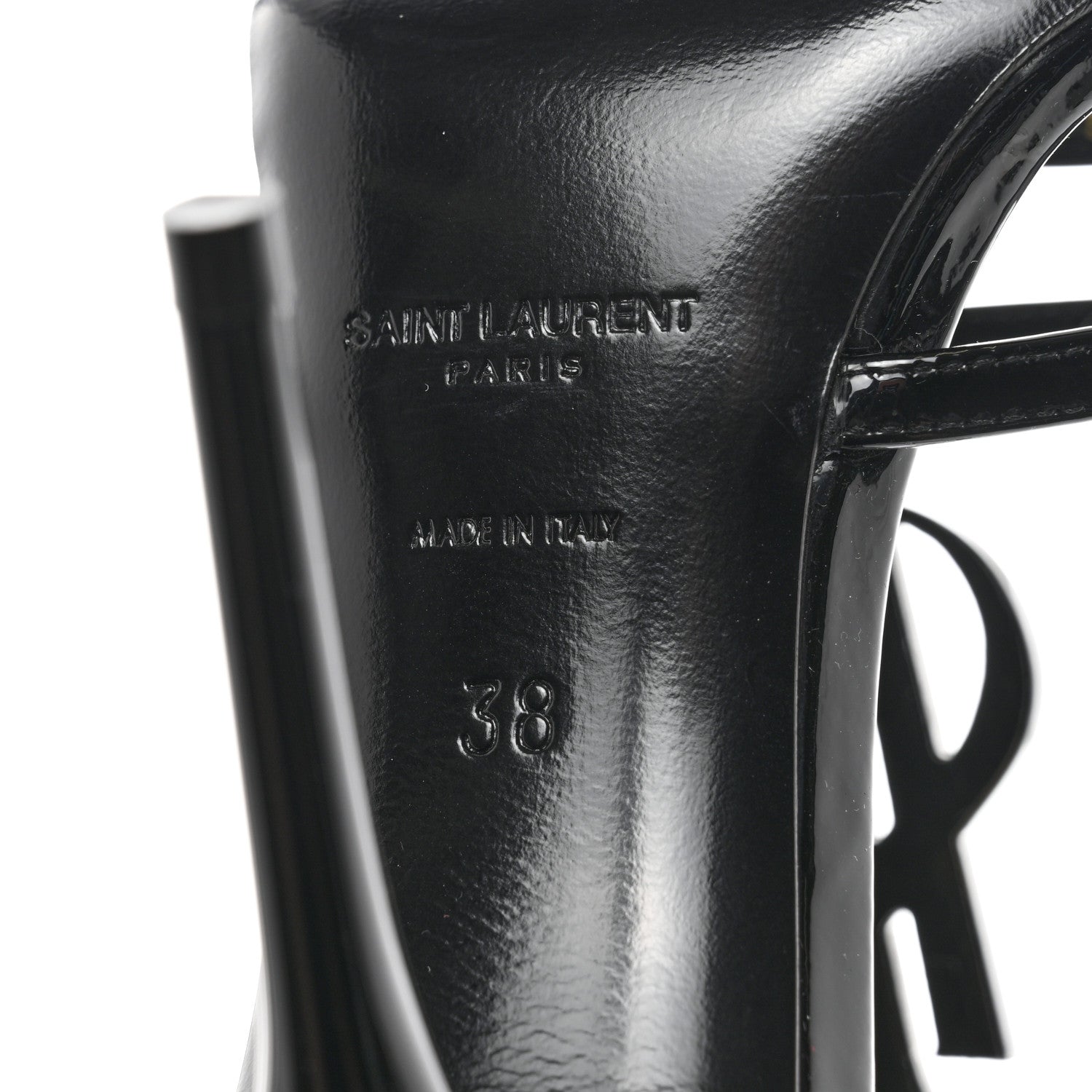 Saint Laurent Patent Cassandra 100 Sandals 38 Black 8 of 8