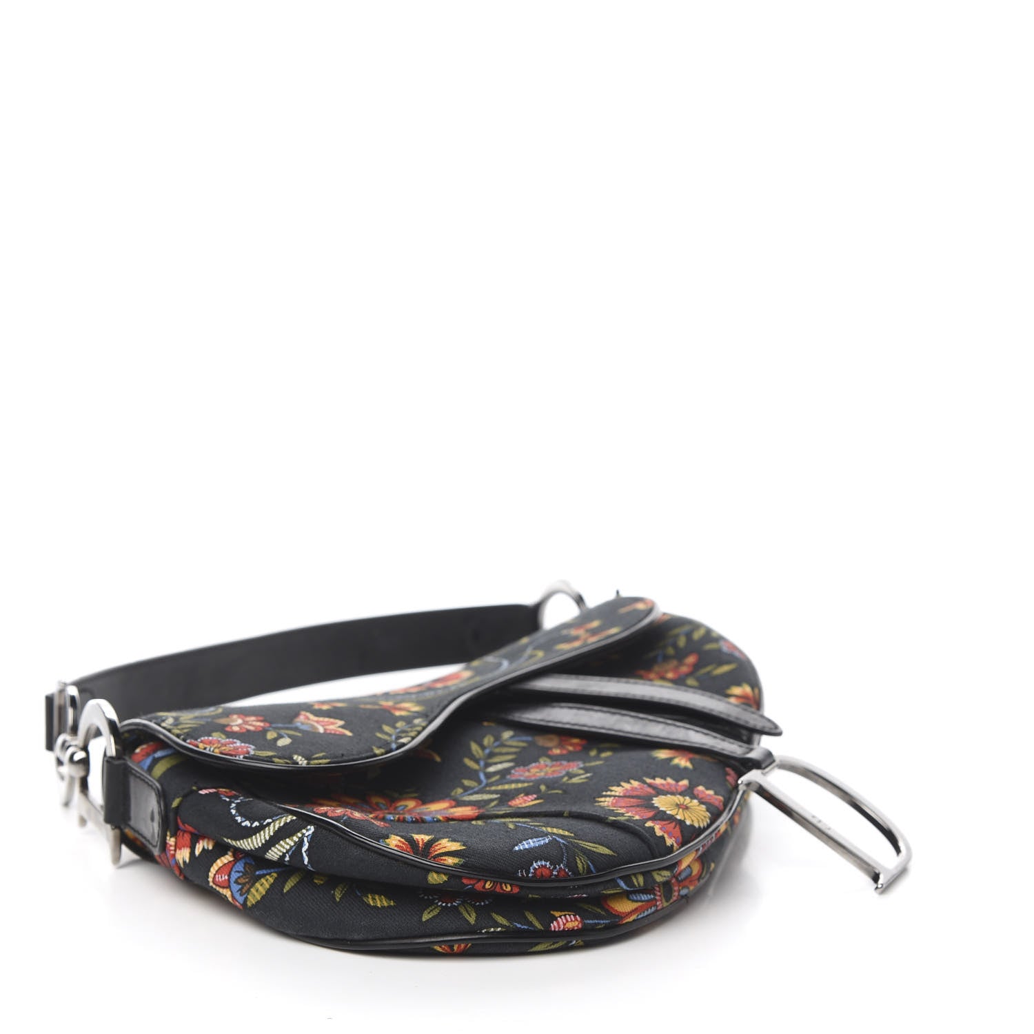 Christian Dior Canvas Floral Saddle Bag Black 3 of 9