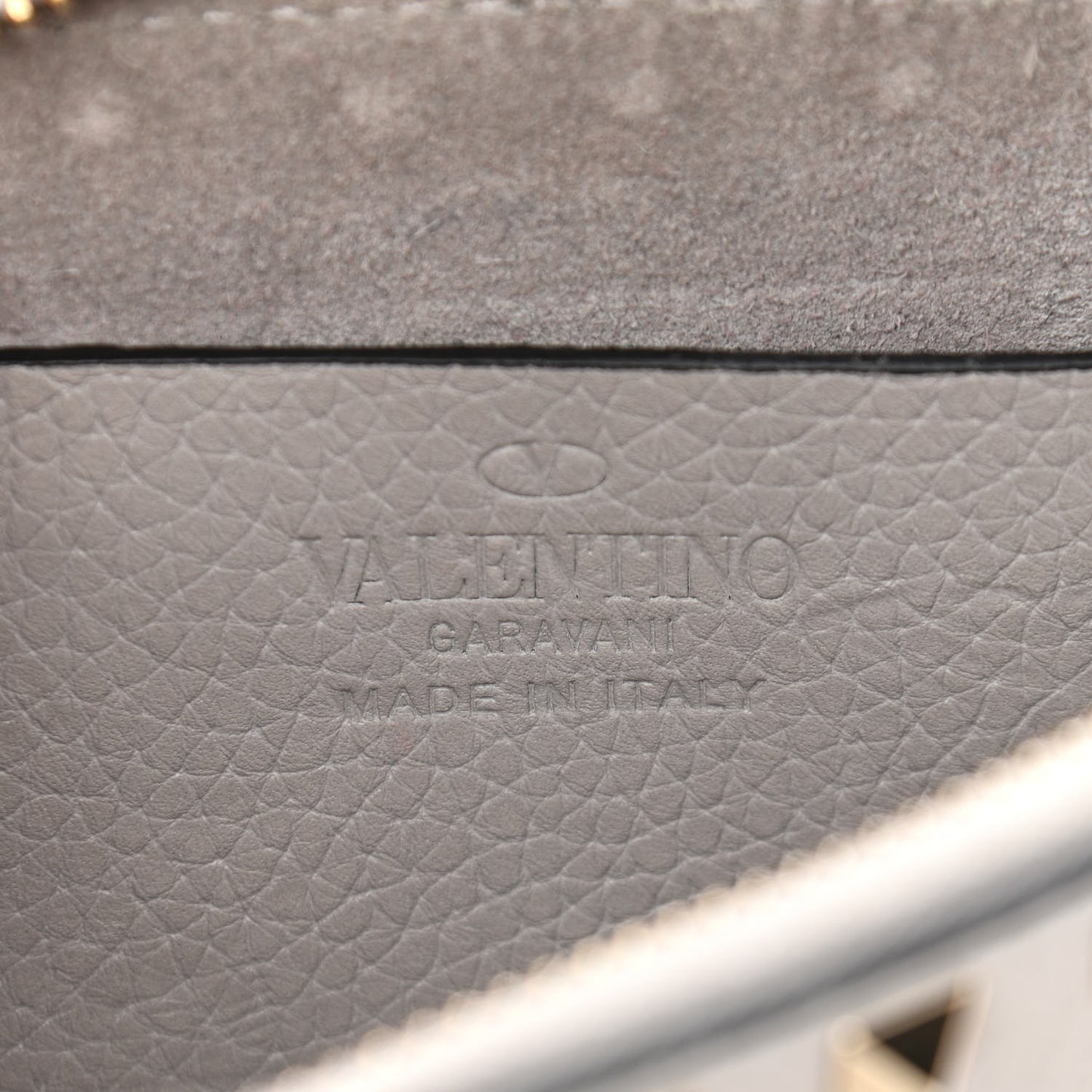Pebbled Calfskin Rockstud Double Zip Camera Crossbody Bag Grey