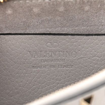 Valentino Garavani Pebbled Calfskin Rockstud Double Zip Camera Crossbody Bag Grey 7 of 11