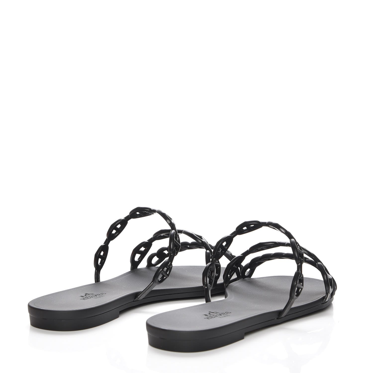 Hermes Rubber Chaine d'Ancre Rivage Sandals 37 Black 4 of 9