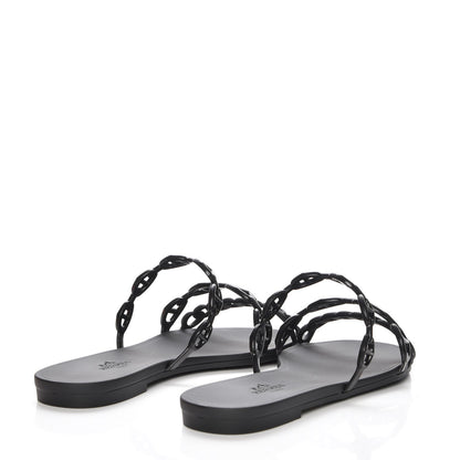 Hermes Rubber Chaine d'Ancre Rivage Sandals 37 Black 4 of 9