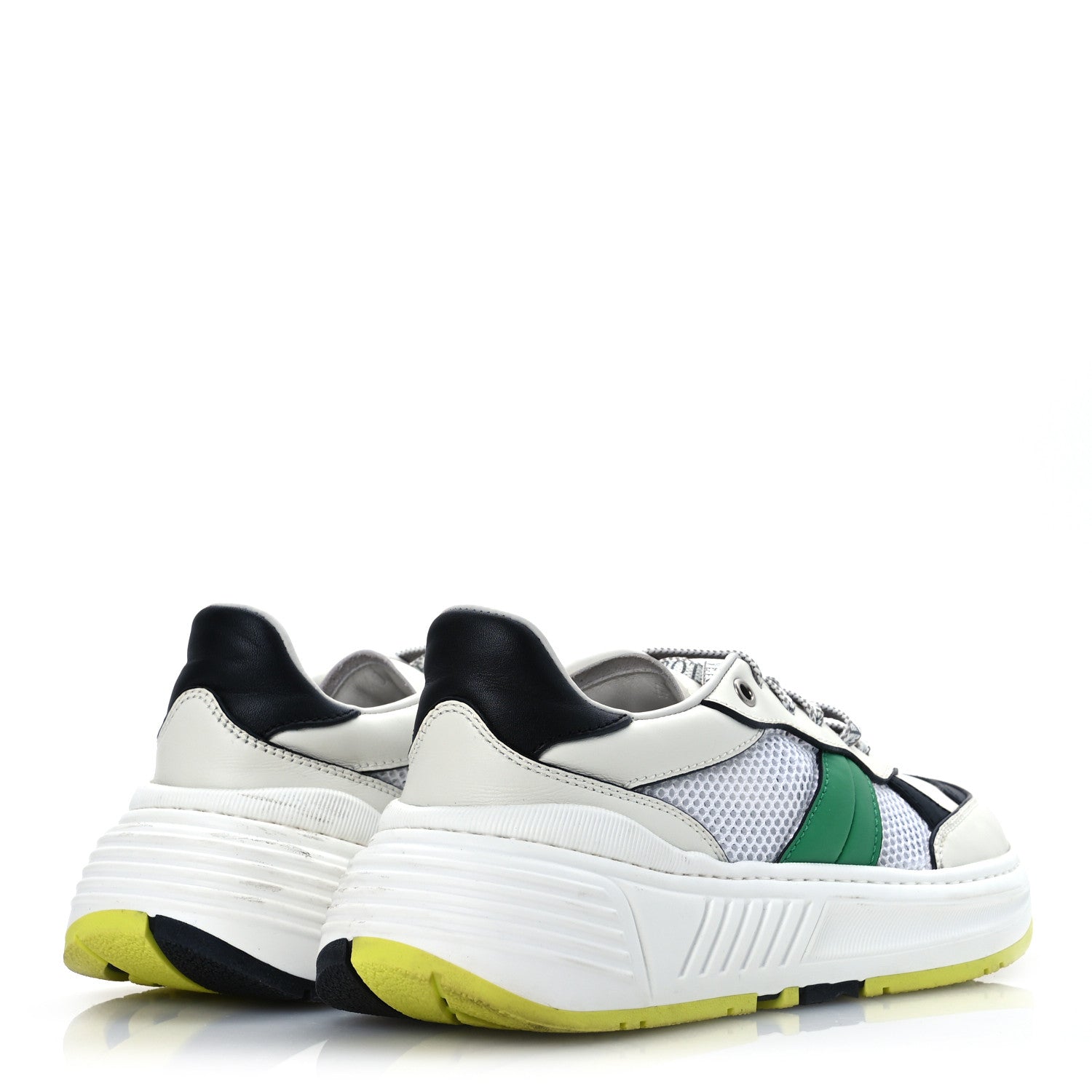 Bottega Veneta Calfskin Technical Mesh Speedster Sneakers 40 White Black Green 5 of 15