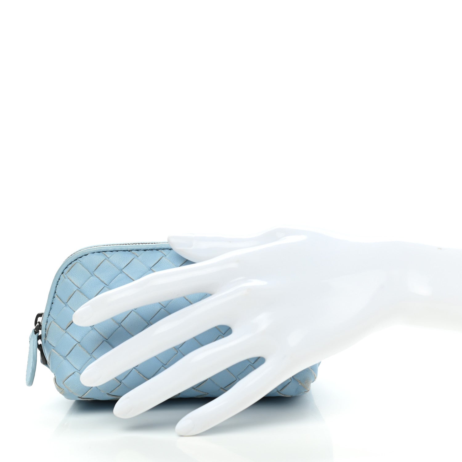 Bottega Veneta Nappa Intrecciato Small Cosmetic Pouch Light Blue 2 of 10