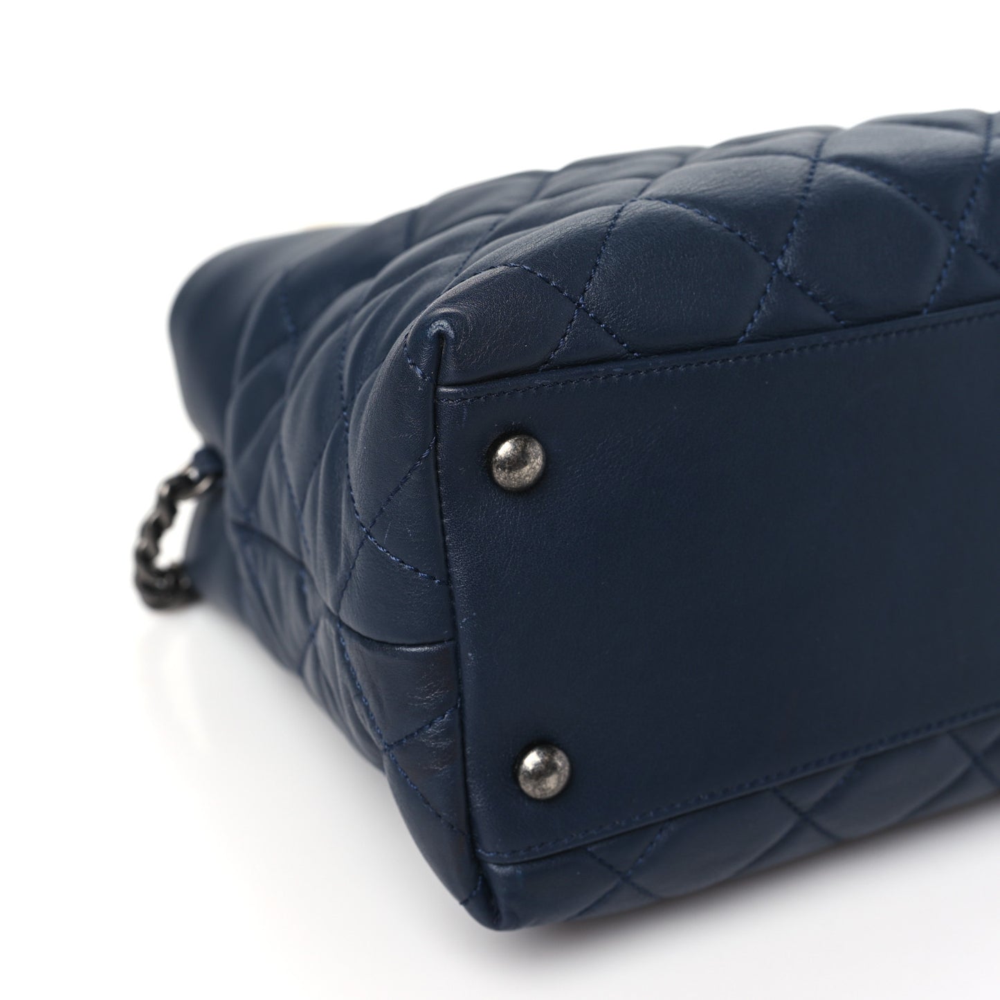Calfskin Tweed Quilted Small Tote Navy Multicolor
