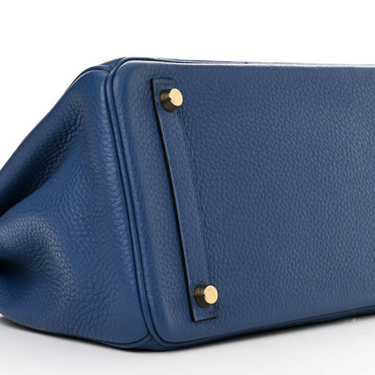 Hermes Taurillon Clemence Birkin 30 Bleu Agate 9 of 17