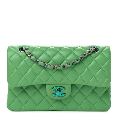 Chanel Lambskin Quilted Small Double Flap Green Blue 1 of 9