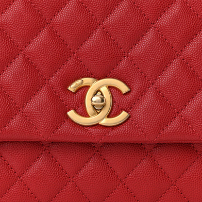 Chanel Caviar Quilted Small Coco Handle Flap Red 8 of 11