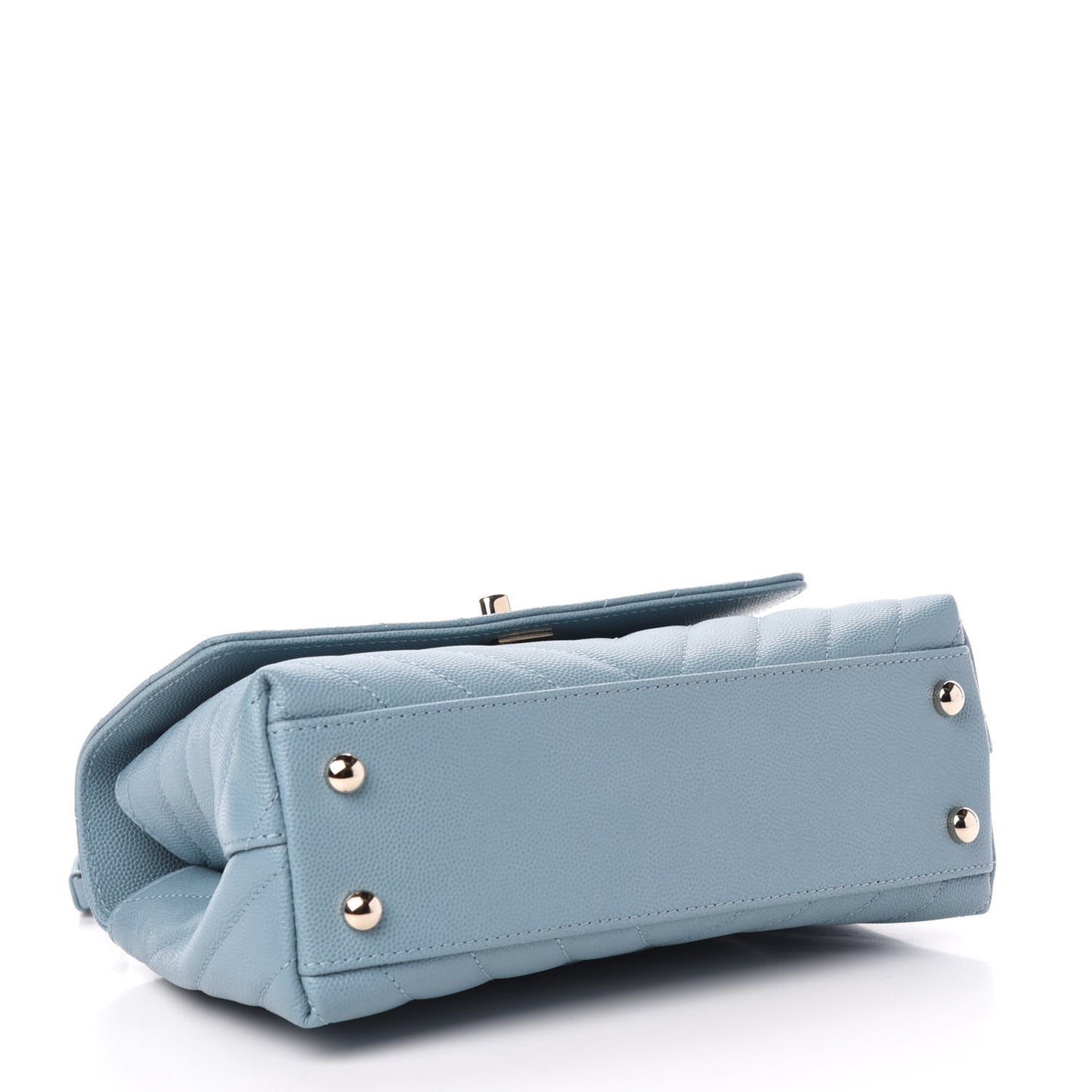 Caviar Chevron Quilted Mini Coco Handle Flap Sky Blue