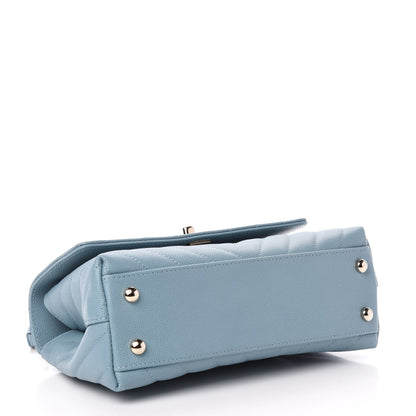 Chanel Caviar Chevron Quilted Mini Coco Handle Flap Sky Blue 4 of 11