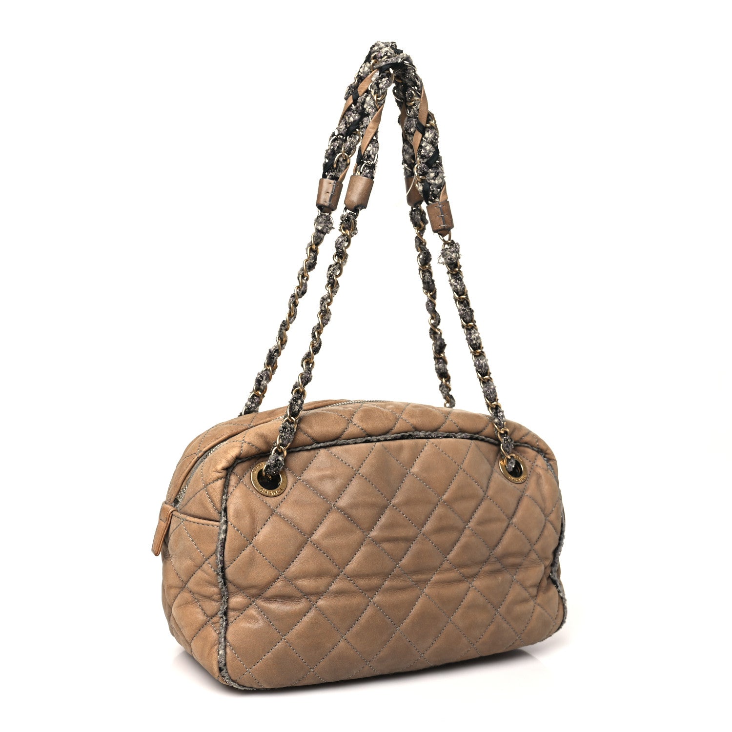 Chanel Iridescent Calfskin Tweed Bowler Bag Brown 3 of 10