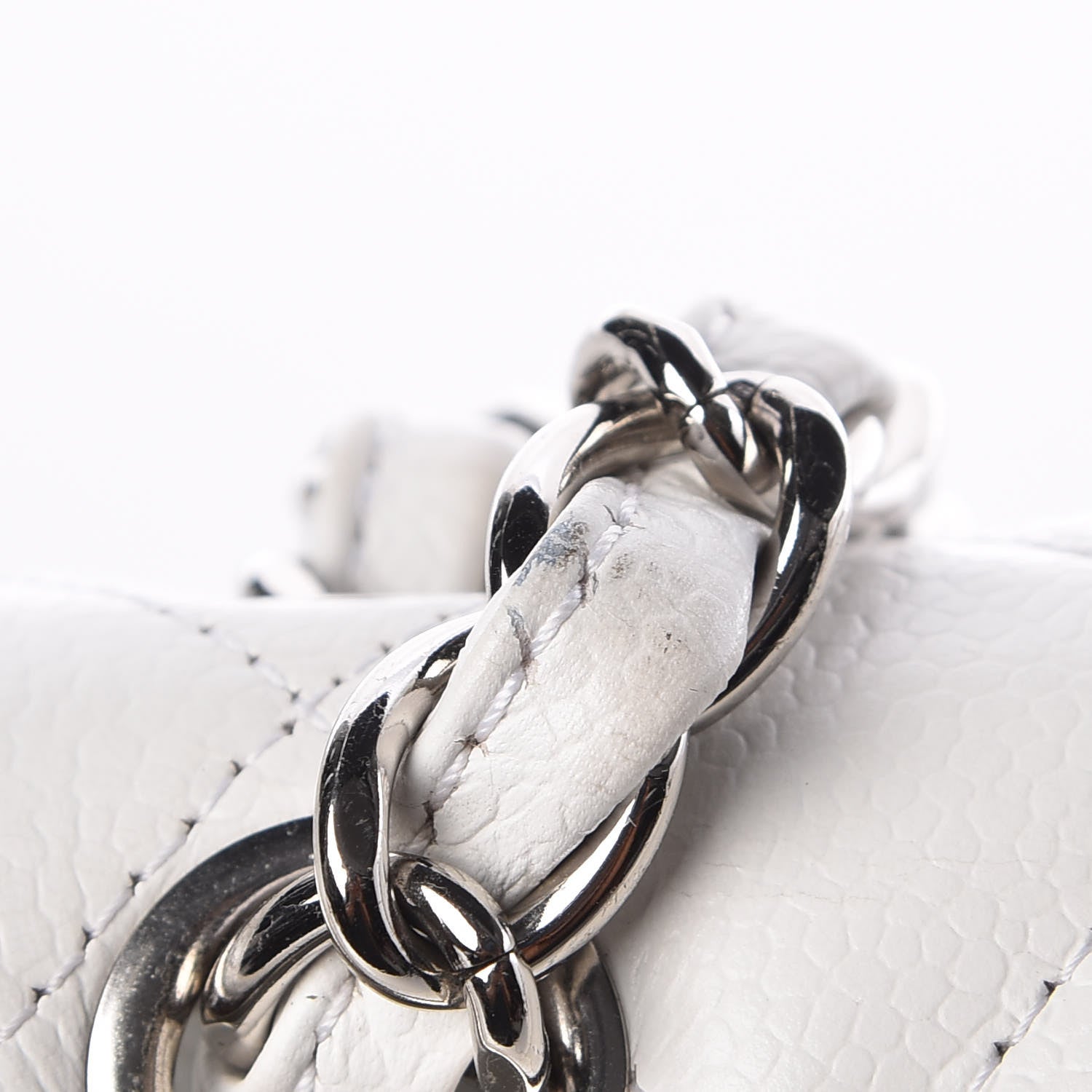 Chanel Caviar Quilted Jumbo Double Flap White 13 of 14