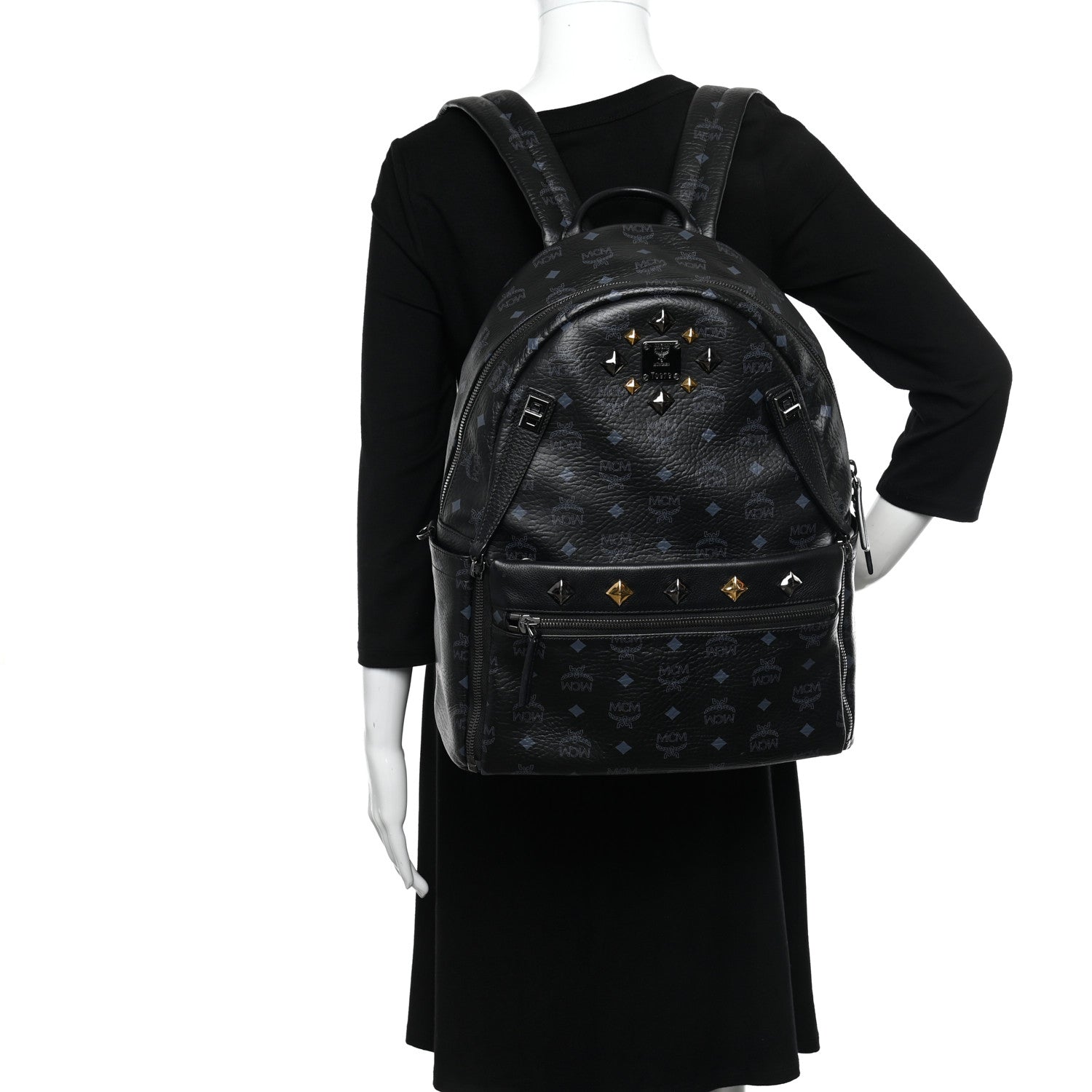 MCM Visetos Medium Stark Backpack Black 2 of 12