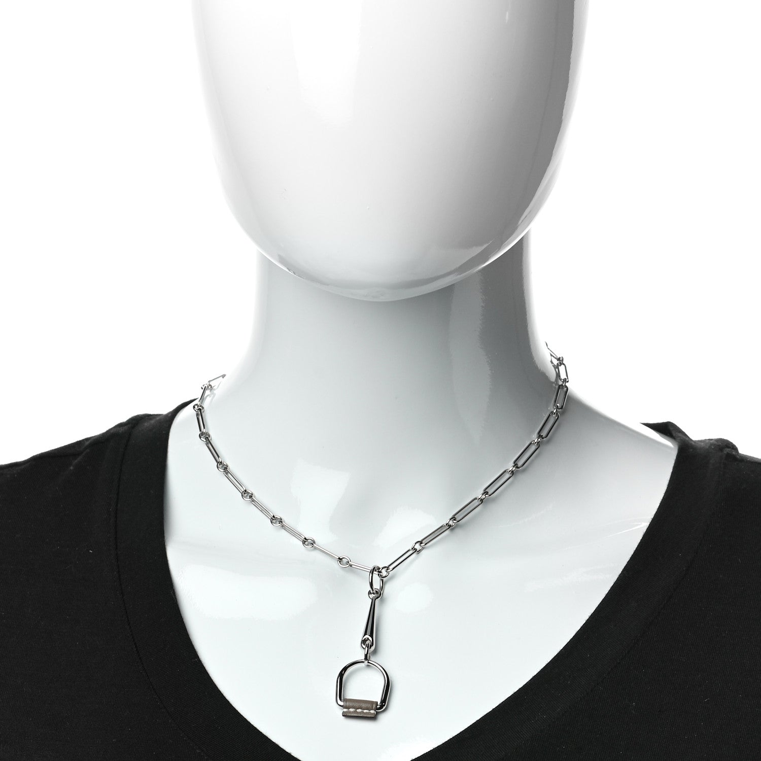Hermes Swift Small Heritage Equestre Pendant Necklace Etoupe 2 of 5