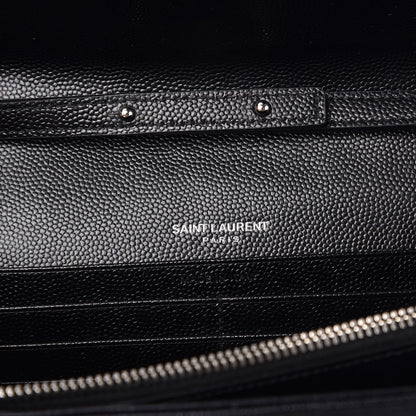 Saint Laurent Grain De Poudre Matelasse Chevron Monogram Chain Wallet Black 6 of 8
