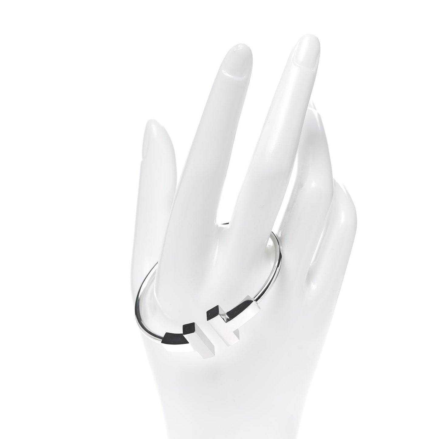 18K White Gold T Wide Wire Bracelet