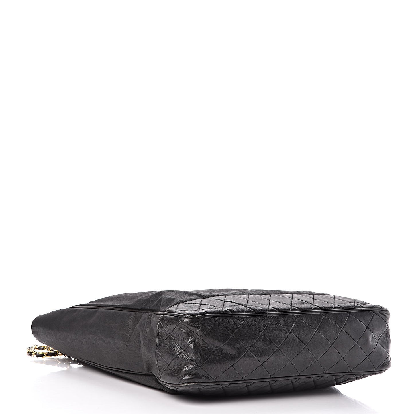 Canvas Calfskin Shopping Tote Black