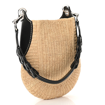 Prada Raffia Vitello Small Hobo Naturale Black 3 of 11
