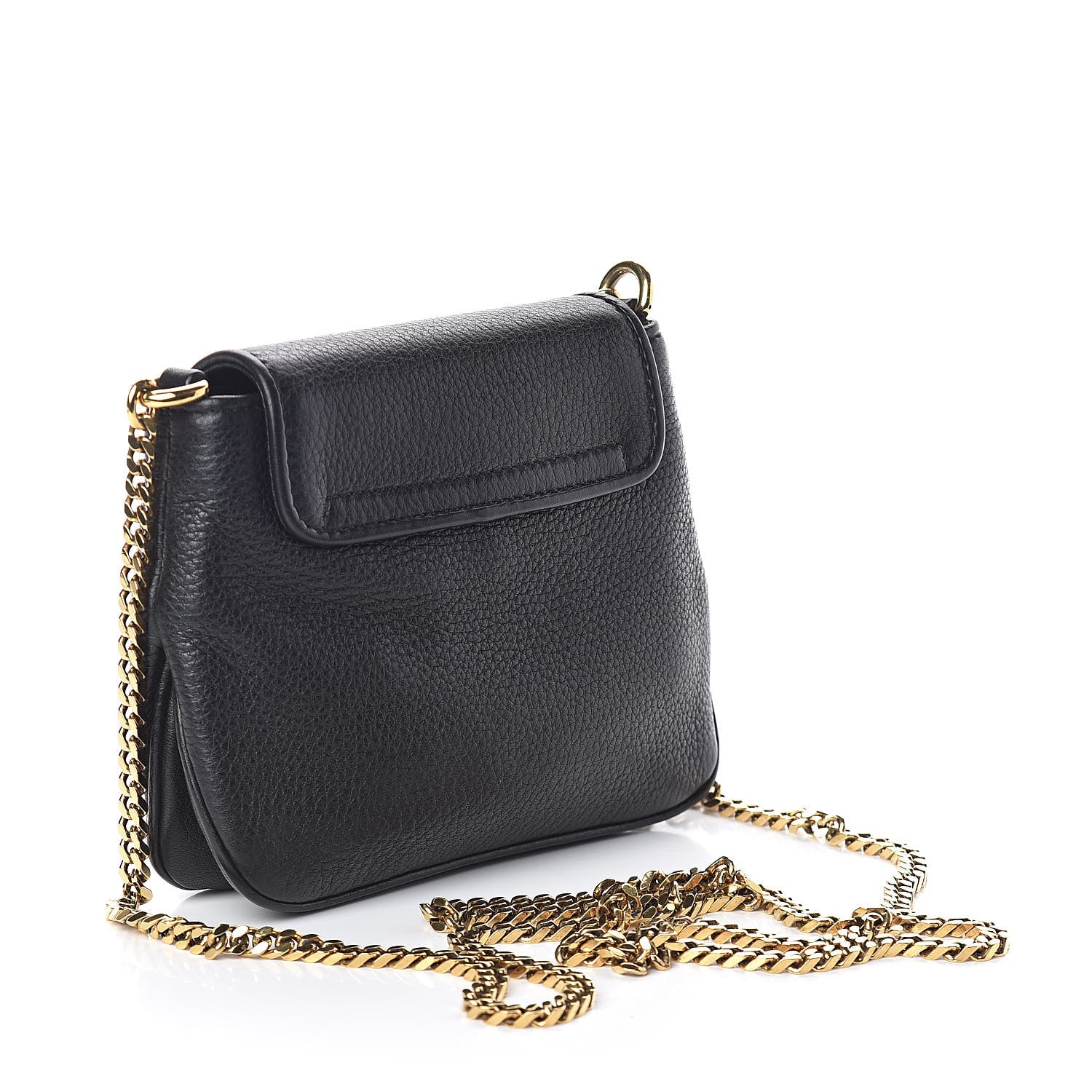 Gucci Pebbled Calfskin Small 1973 Chain Shoulder Bag Black 3 of 8