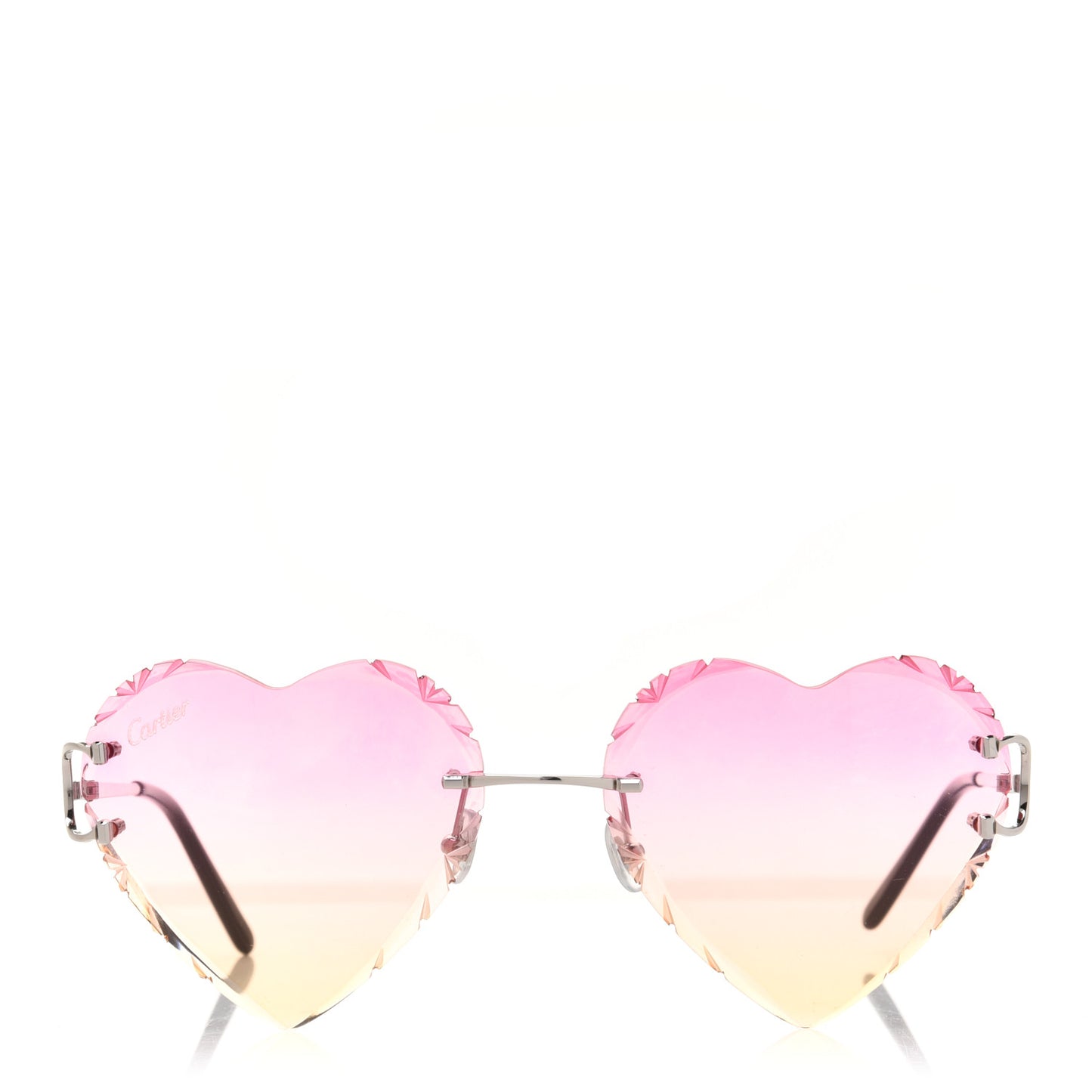 Metal Rimless Heart Sunglasses CA5F02AE Pink Yellow