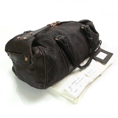 Balenciaga Lambskin Ostrich Medium Whistle Satchel Brown 3 of 8