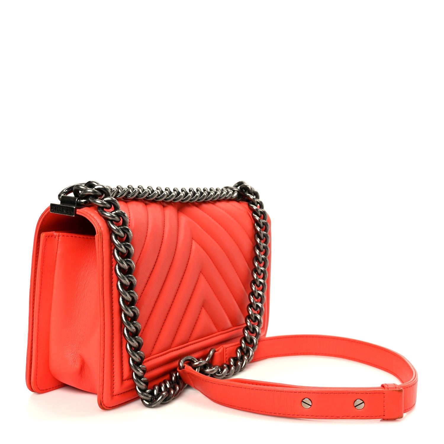 Chanel Lambskin Chevron Quilted Medium Boy Flap Red 3 of 10