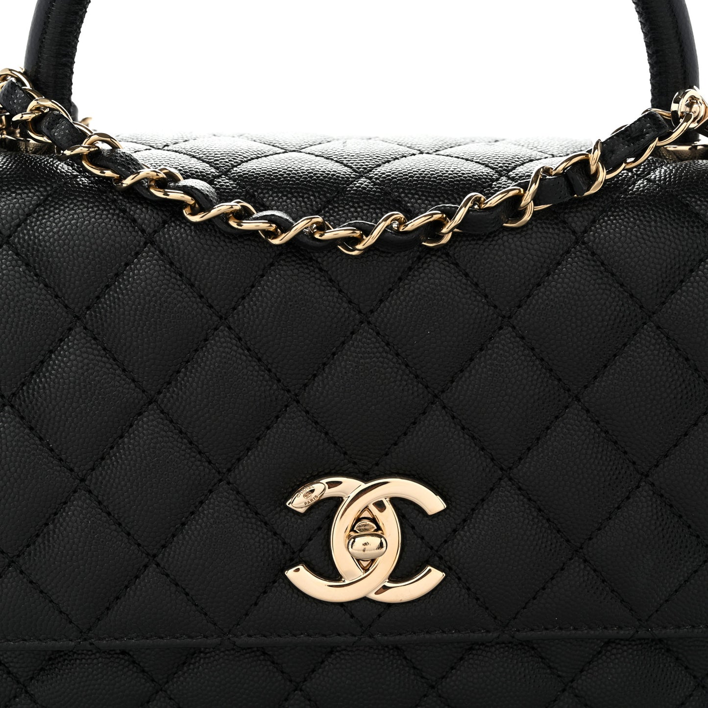 Caviar Quilted Small Coco Handle Flap Black