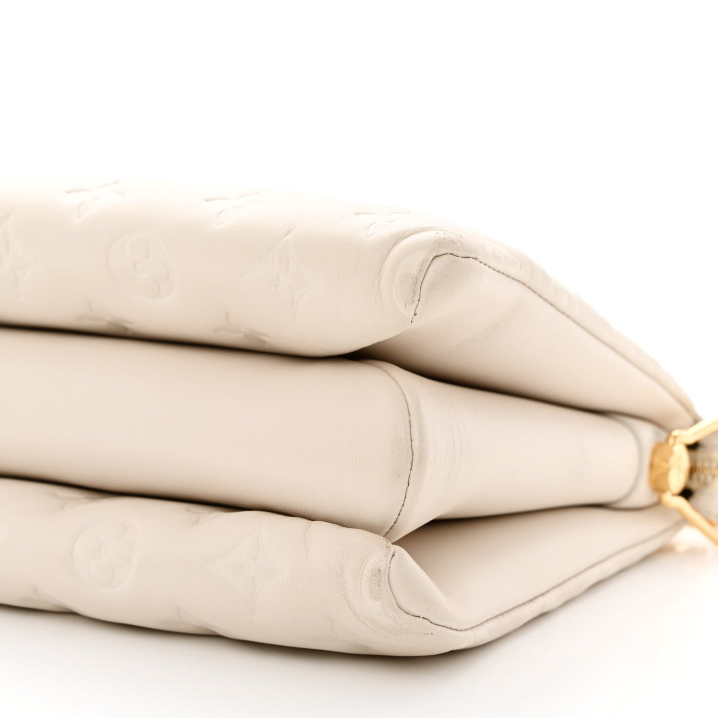 Lambskin Embossed Monogram Coussin PM Cream