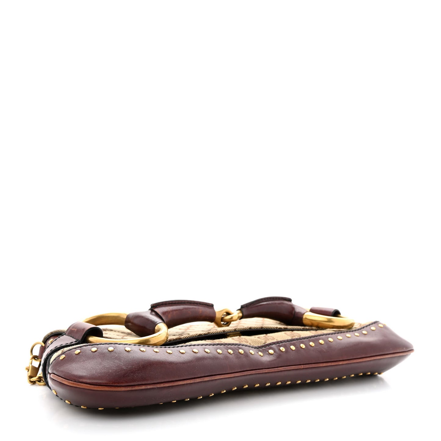Monogram Studded Horsebit Clutch Bordeaux