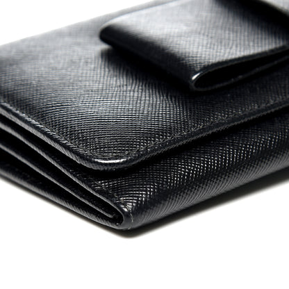 Prada Saffiano Bow Continental Wallet Nero Black 4 of 9