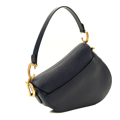 Christian Dior Grained Calfskin Saddle Bag Navy 3 of 10