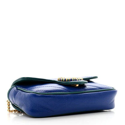 Gucci Azalea Calfskin Enamel Matelasse Diagonal Super Mini Torchon GG Marmont Shoulder Bag Imperial Blue Pavone 4 of 10